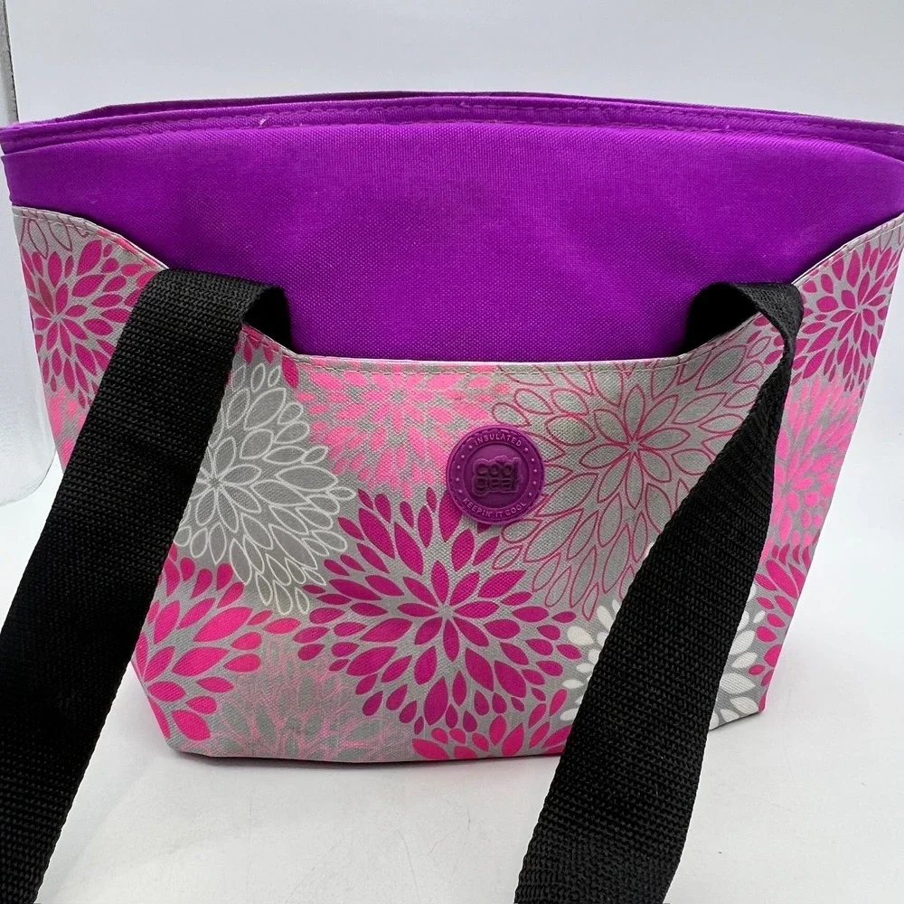 Cool Gear Purple Floral Insulated Lunch Tote Bag Pink Grey Floral Cooler Bag